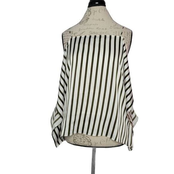 Line & Dot Charlotte ivory & green Striped Cold Shoulder Camisole Blouse NEW XS - Picture 4 of 12